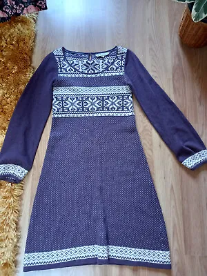 Womens Fat Face Purple Fair Isle Long Jumper Dress Size 8 • £3.99