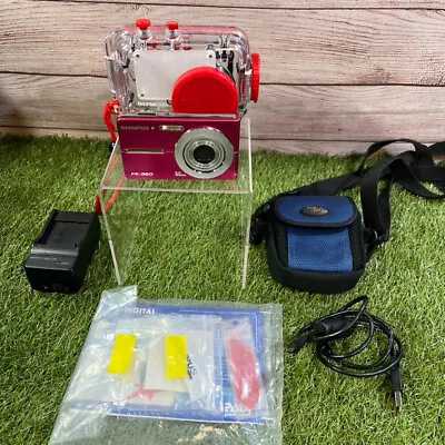£54.99 • Buy Olympus FE-360 Pink Digital Camera 8mp 3x Zoom  PT-044 Underwater Diving Case