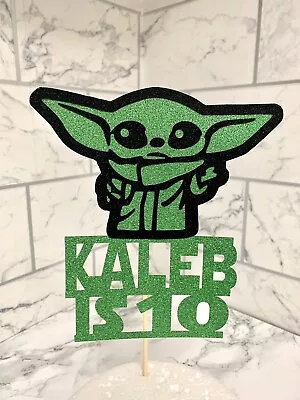 Personalised  Cake Topper Custom Decoration Baby Yoda Mandalorian Inspired • £6