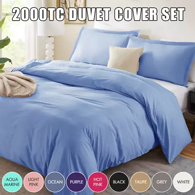 2000TC Ultra Soft Quilt Doona Duvet Cover Set Single/D/Queen/Super King Size Bed • $24.29