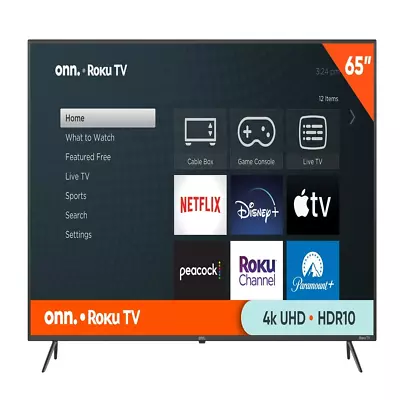 Onn 65” Class 4K UHD (2160P) LED Roku Smart Television HDR (100012587) • $387.47