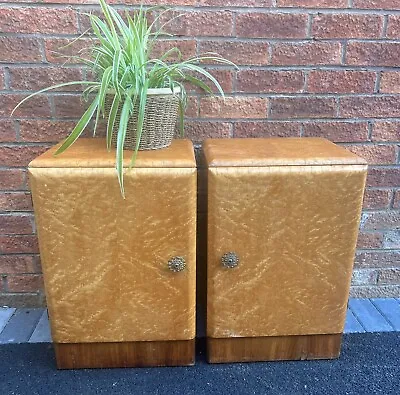 Art Deco 1920s Maple Bedside Unit Side Tables Lamp Stand Two Matching • £300