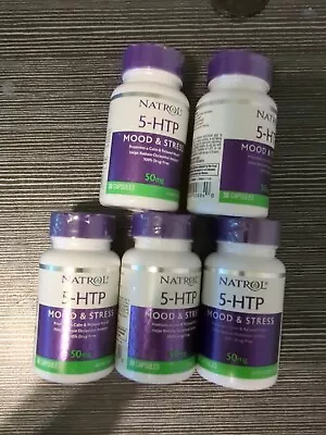 Lot Of 5 Natrol 5-HTP Mood & Stress 50 Mg 30 Caps Each  Exp 01/25 #L4 • $25