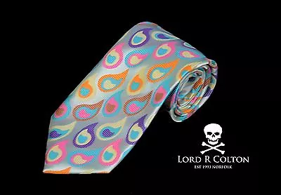 Lord R Colton Masterworks Tie - Capri Gray Teal Magenta Paisley Necktie - New • $59.99