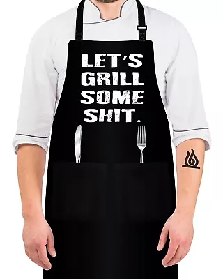BBQ Funny Grilling Aprons Dad Man Men Apron Pockets Cooking Lets Grill Some Sht • $19.95
