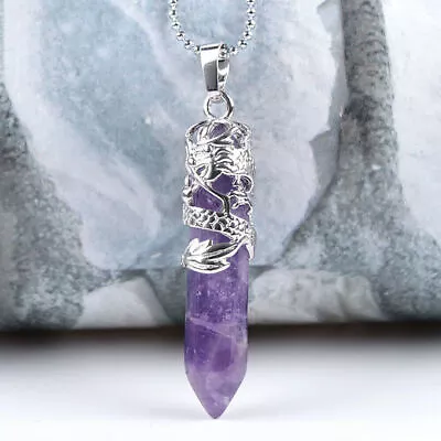 Hexagonal Necklace Chakra Healing Natural Quartz Crystal Point Pendant Jewelry • £3.49