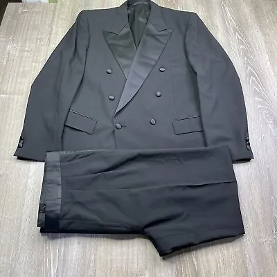 New Givenchy Black Wool Double Breasted Tuxedo Suit Mens Size 43 • $89.99