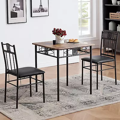 3 Piece Small Dining Table Set For 2  Dinette Square With PU Padded Chairs • $165.73