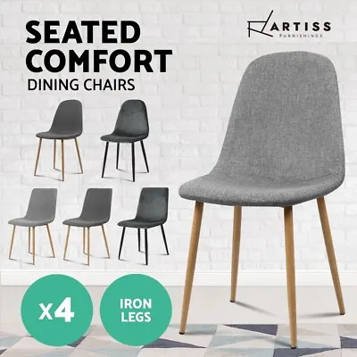 $206.95 • Buy Artiss Dining Chairs Kitchen Chair Fabric Velvet Seat Cafe Modern Grey X4