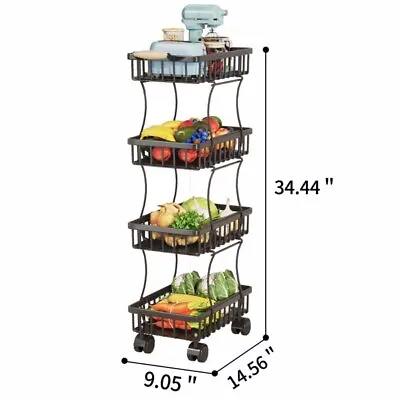 4 Tier Fruit Vegetable Basket For Kitchen Fruit Vegetable Storage Cart Vegetab • $48.98