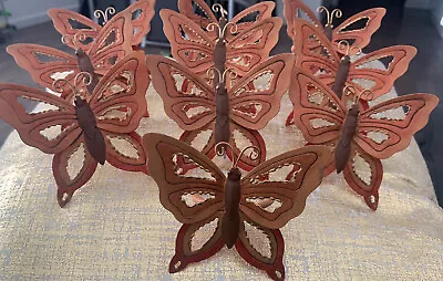 £23.76 • Buy Pier 1 Imports Butterfly Napkin Rings Set Of 10  Metal Terra Cotta NEW