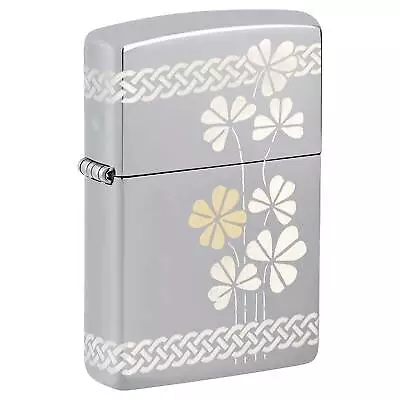 Zippo Windproof Lighter Laser 360 Clover Design High Polish Chrome Metal 48586 • $83.88