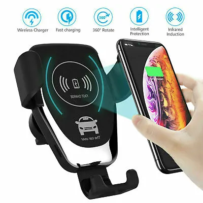 $14.99 • Buy Qi Wireless Fast Charging 15W Car Charger 2 In 1 Mount Holder For Mobile Phone