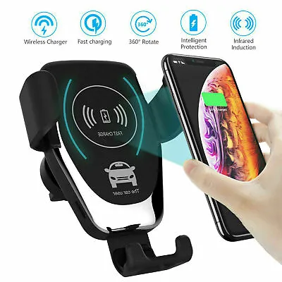 Qi Wireless Fast Charging 15W Car Charger 2in 1 Mount Holder For Mobile Phone UK • £9.99