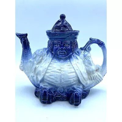 Teapot Staffordshire Staffordsmire Toby Judge  Blue Flow  Vintage & Collectibles • $46