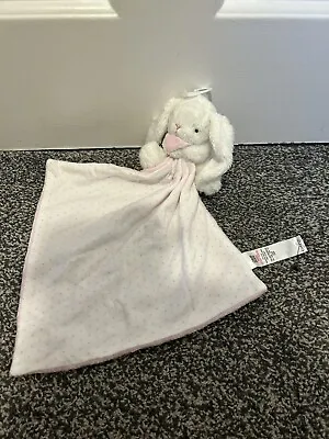 George Bunny Rabbit Pink Baby Comforter Toy Polka Dot White Cuddly Blankie NEW • £11.50