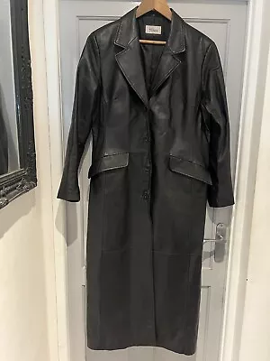 🔥LEATHER MAXI COAT🔥Trench Goth Matrix Boho Size 18 • £65