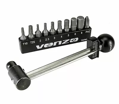 VENZO 1/4  2-10NM Bike Bicycle Portable Torque Wrench And Bit Set • $19.98