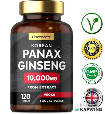 ✅Korean Panax Ginseng Extract High Strength Adaptogen 10000mg 120 Tablets UK✅  • £14.71