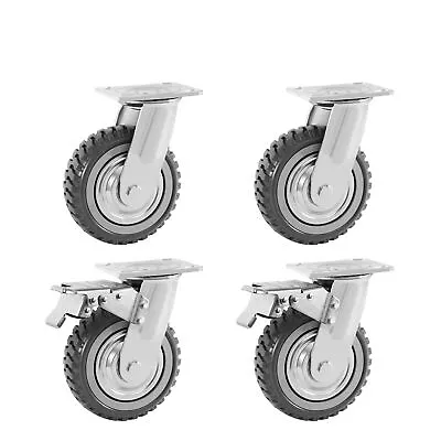 4PCS Heavy Duty Swivel Caster Fixed Wheel With Brake Set 6 Inch Caster Wheels • $48.98