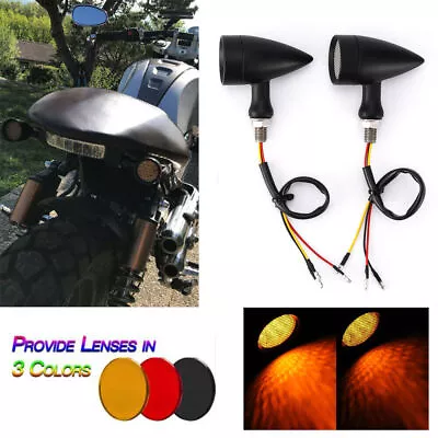 Mini Bullet Motorcycle LED Turn Signals Brake Tail Lights For Harley Chopper US • $25.99