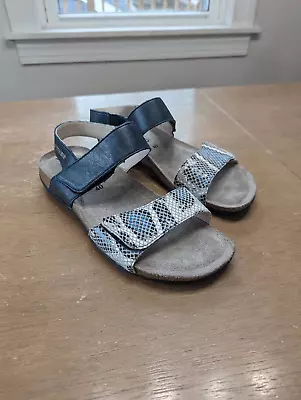 Mephisto Agave Dark Grey/Boa Perlkid Leather Sandals Women's Size 40 • $40