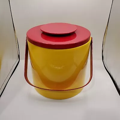 $50 • Buy Vintage Signed Georges Briard Red Yellow Ice Bucket Mid Century Modern 