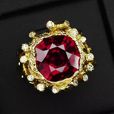 Rose Red Rubellite Tourmaline Cushion 9.0Ct 925 Sterling Silver Handmade Rings • $32.99