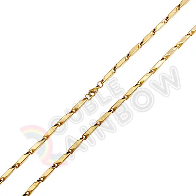18-36  Men's Stainless Steel Gold Bullet Arrow Link Necklace 4mm Chain*C03 • $9.48