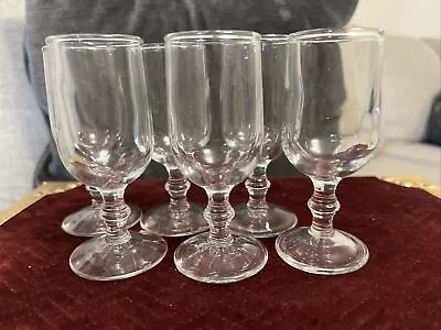 Vintage Cut Glass Cordial Stemware Elegant Set Of 6 Crystal Liquor Glasses  • $30