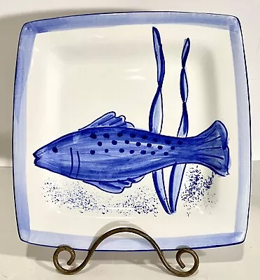 Italian Handmade Fish Plate 8” Square Fratelli Mari Deruta Vespucci VTG Signed • $34.90