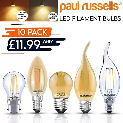 10x E14 E27 Screw In B22 Bayonet LED Vintage Edison Light Bulbs Amber Warm White • £10.79