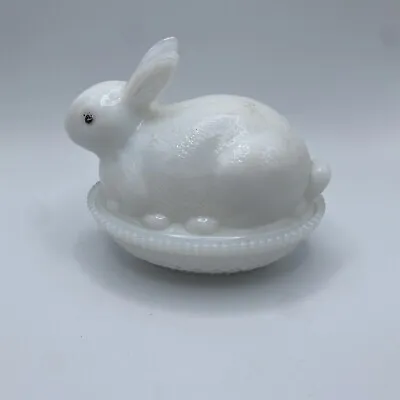 Fenton Opalescent Bunny Rabbit On Nest Basket Easter Egg Covered Candy Dish 4  • $19