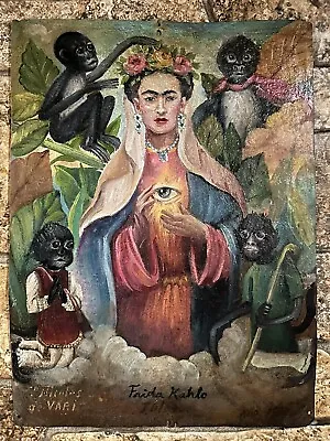 Very Rare Frida Kahlo Oil On Metal Plate Painting Signed And Sealed 25cm X 34cm • $1400