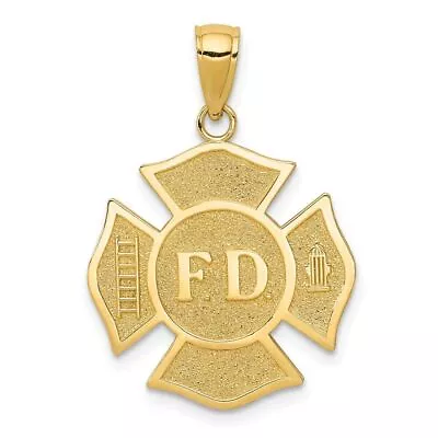 10K Yellow Gold Fire Dept. Maltese Cross Pendant Fine Jewelry Mens • $379.99