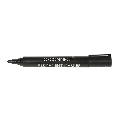 Q-connect Permanent Marker Bullet Tip Pen // Black // 10 Pack // Kf26045 • £8.87