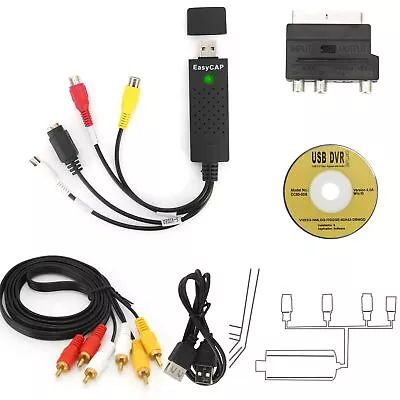 USB 2.0 Video Audio Capture RCA Adapter VHS To DVD HDD TV Converter Card Win 10 • £9.98