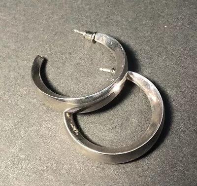 Vintage Sterling Silver Hallow Hoop Earrings Stamped 925 • $32.50