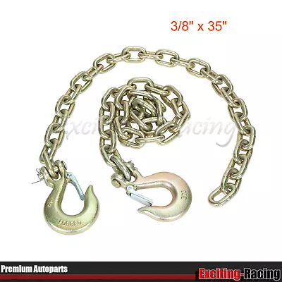 3/8  X 35  Trailer Safety Chain 2pc Grade 70 Binder Chain With Clevis Grab Hooks • $36.66