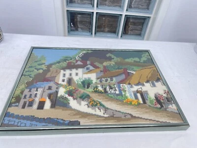 Finished Framed Cross Stitch Picture Of A Row Of Houses 22  • £22.99