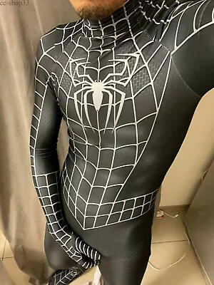 Black Venom Spider-man Jumpsuits Cosplay Costume Bodysuits Adult Halloween Party • $20.89