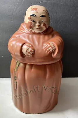 Vintage Thou Shalt Not Steal Friar Tuck Monk Ceramic Cookie Jar CRYSTALA • $40