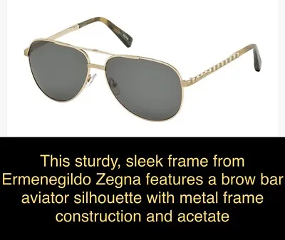 ☀️FREE SHIP☀️Ermenegildo Zegna Gold Metal/Green Zeiss Lens Sunglasses EZ0027-32N • $89.99