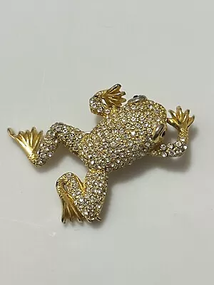 Vtg Christian Dior Gold Crystal Frog Brooch • $200