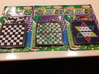 Mini Magnetic Travel Board Games -draughts Snakes & Ladders & Chess. New • $5.95