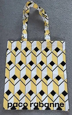 Paco Rabanne Designer Cotton Tote Shopper Bag Black Yellow White Pattern New • £14