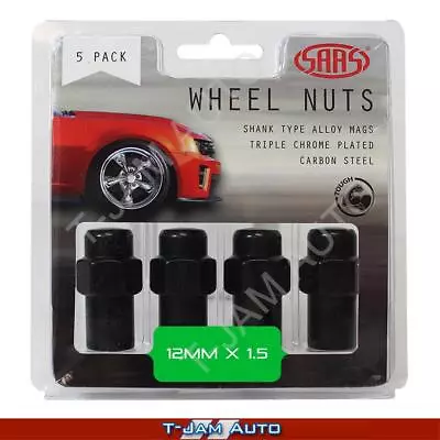 SAAS Wheel Nuts Mag 12x1.5 Blk 43mm 1x5PK For Toyota Supra Pre 1985 • $22.95