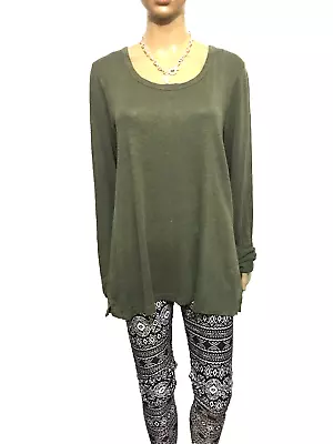 Country Road Dark Olive Green Linen Top Sz.14 - 16/L NWOT • $20