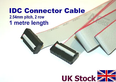 IDC Header Jumper Connector 1 METRE 2.54mm Pitch 2 Row Ribbon Cable Female • £4.88