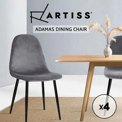 $169.95 • Buy Artiss Dining Chairs Velvet Seat Cafe Kitchen Chair Modern Iron Leg Dark Grey X4